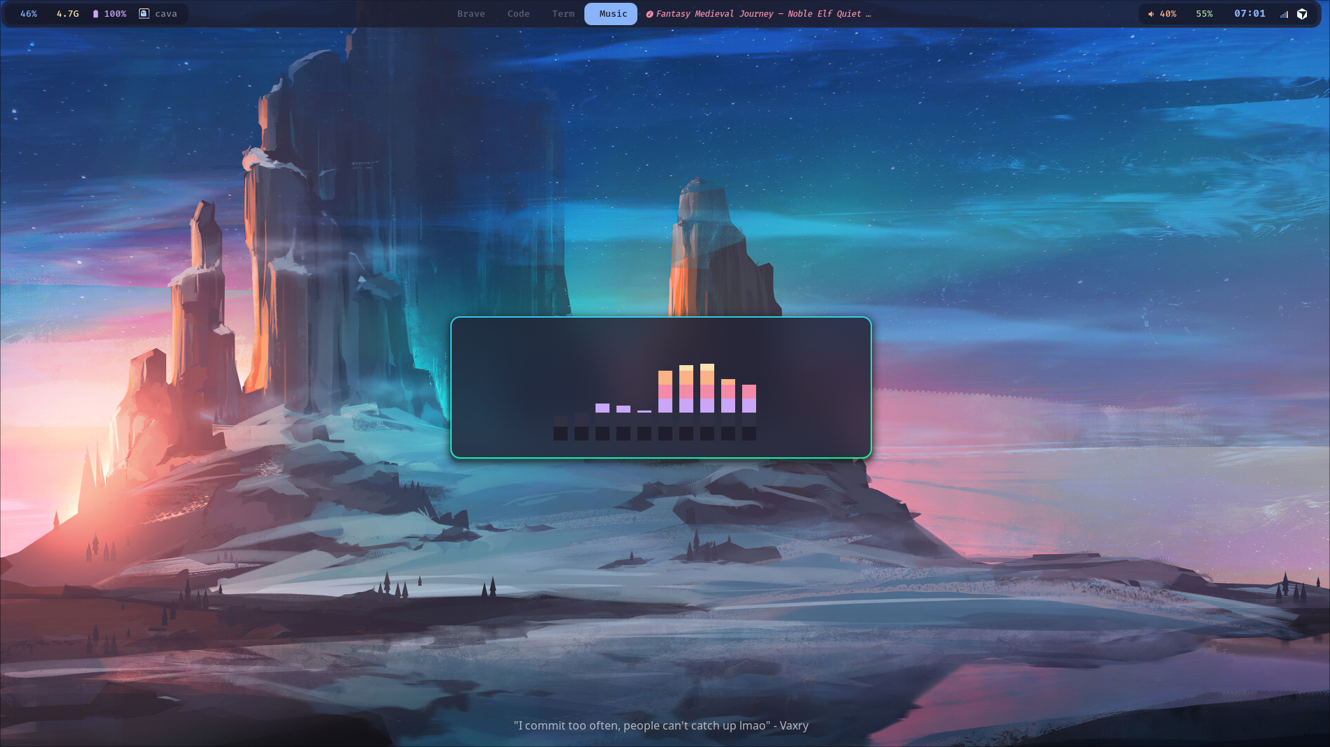 Cava audio visualizer in Ghostty (Super+C)