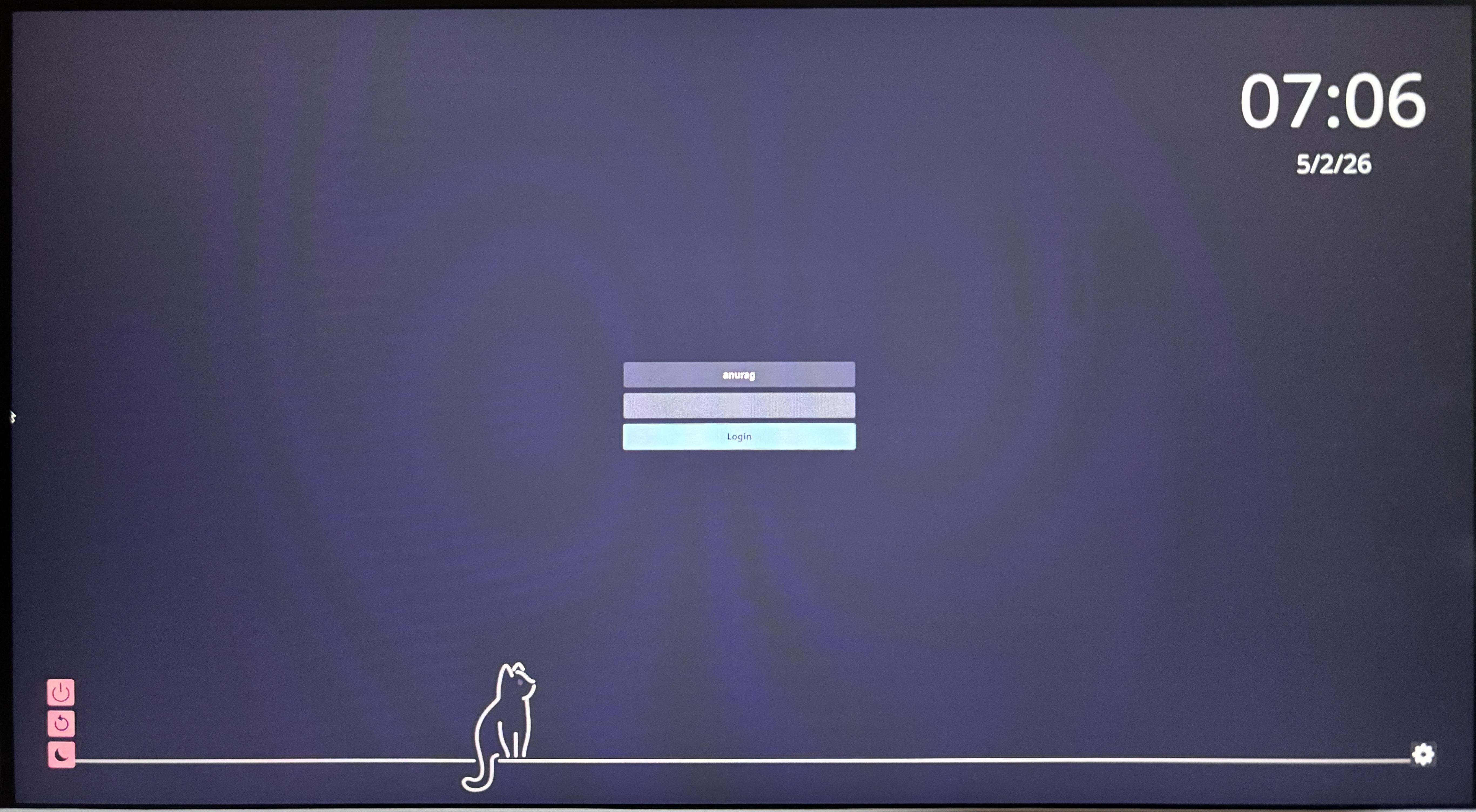 SDDM login screen with Catppuccin Mocha theme