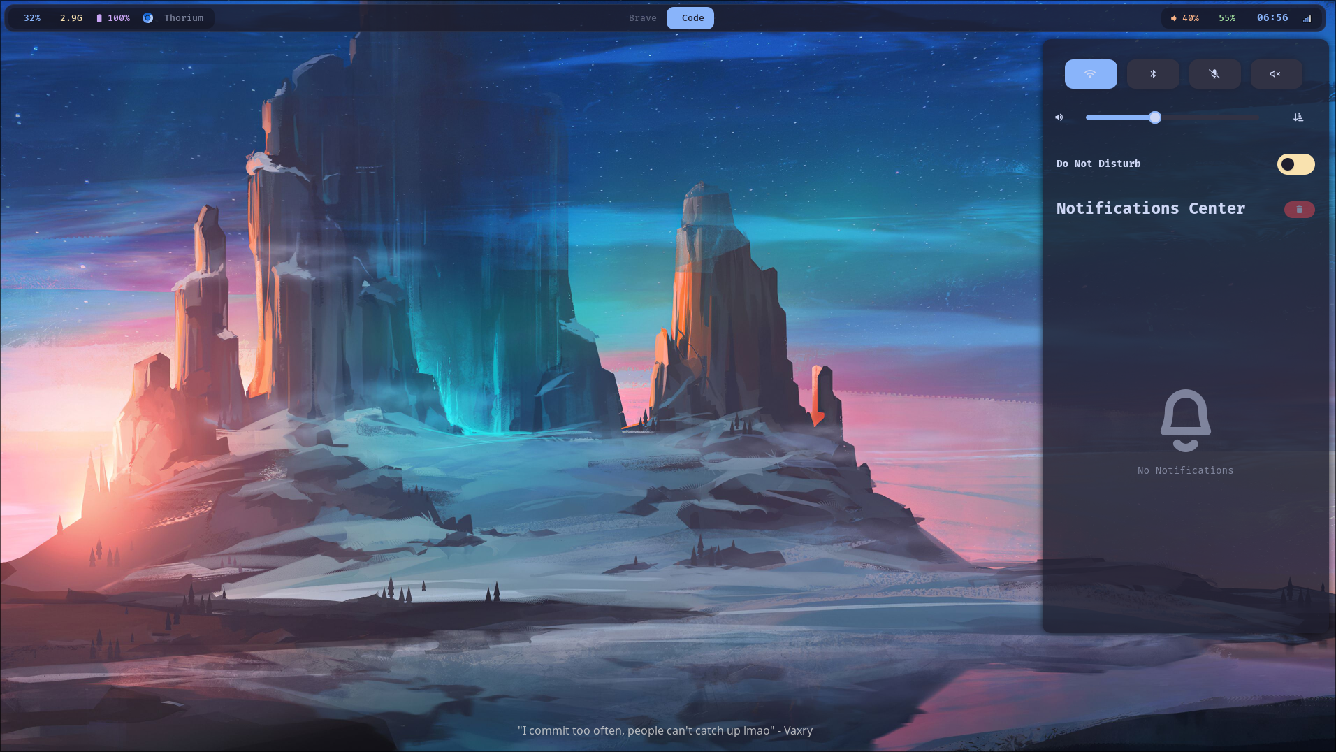 Swaync notification center (Super+N)